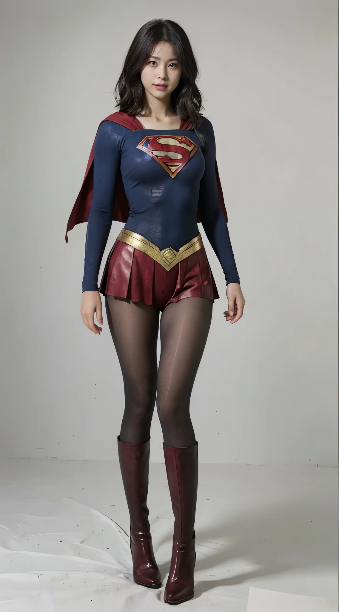 No background、(((Looking down、Looking down)))、(((Beautiful legs in black tights.)))、(((Legally express the beauty of your smile)))、((((Make the most of your original images)))、(((Supergirl Costume)))、(((Beautiful short bob hair)))、(((suffering)))、(((Please wear black tights....、Wear red boots)))、((Best image quality、8k))、((Highest quality、8k、masterpiece:1.3))、(((Preserve background )))、Sharp focus:1.2、Beautiful woman with perfect figure:1.4、Slim Abs:1.2、Wet body:1.5、Highly detailed face and skin texture、8k