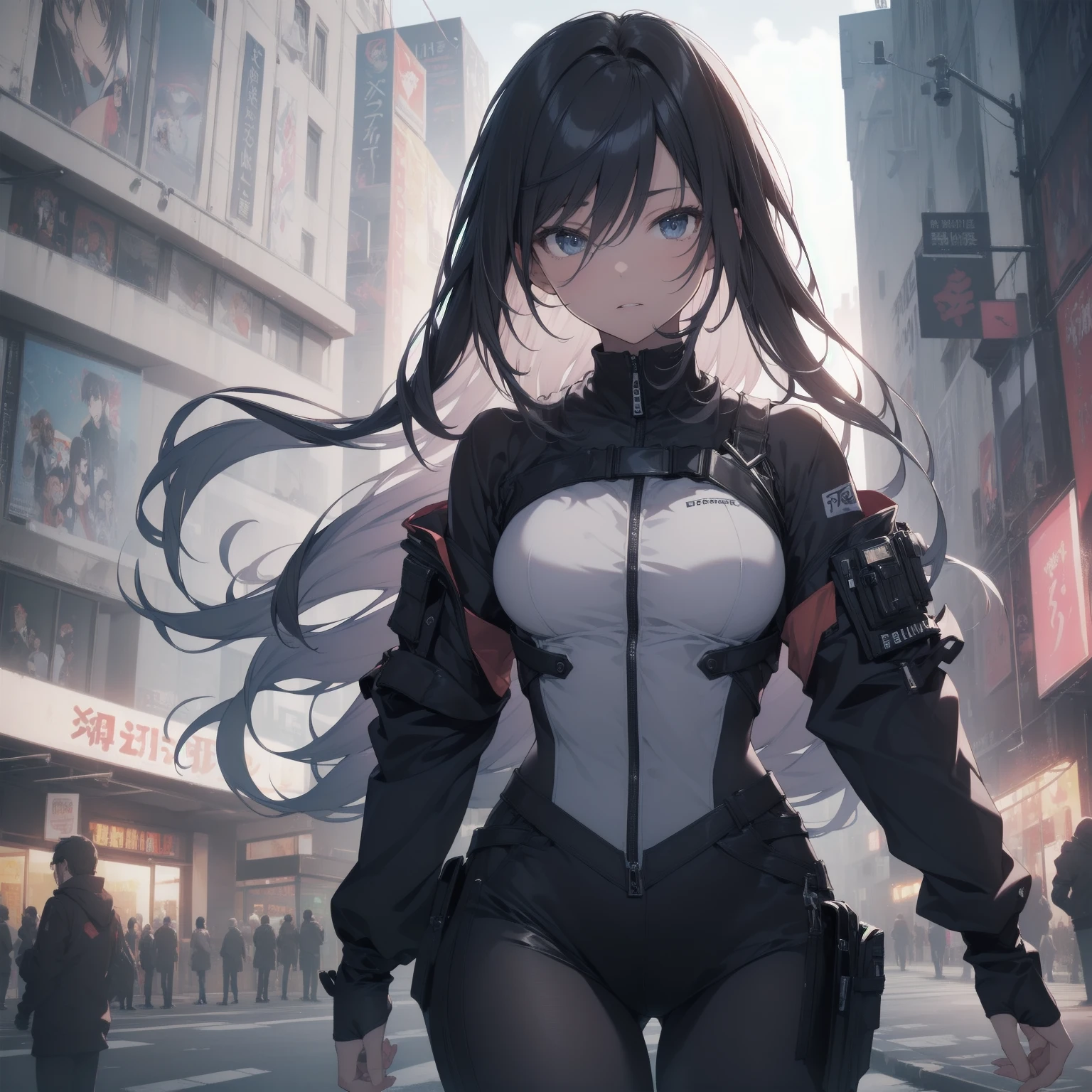 ultra-absurdres-Top quality by artist God, ultra-detailed, high resolution, anime moe artstyle, best anime 8k konachan wallpaper, pixiv contest winner, pool:2810, perfect anatomy,break, 1girl, (Please draw a girl dynamic action sleepily to skyscraper alone. )break,(Solo,little female, 16-year-old:1.3),Full limbs, complete fingers, cyberpunk, (very short hair), pixie cut, large breasts, groin, butt, small black eyes, beautiful detailed eyes, well-proportioned iris and pupils, expressive eyes, highres detailed hair, expressionless , bodysuit, plugsuit, (Detailed Lighting), (Detailed background), in the cityscape. break,super detailed skin, Best cinematic lighting powered by famous artist, 8k,sexual illustration,photoshop_(medium),very aesthetic,break,((artist:izumi_tsubasu )), artist:clamp ,artist:carnelian ,artist:kantoku ,