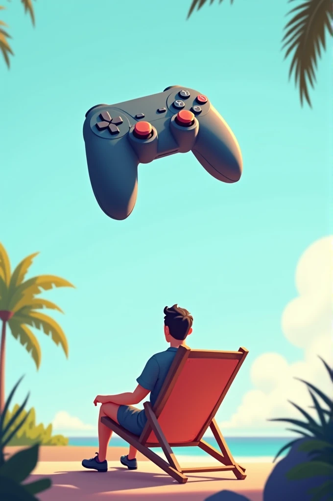 So you're generating a gaming logo with a guy sitting on a deck chair looking at a controller in the sky