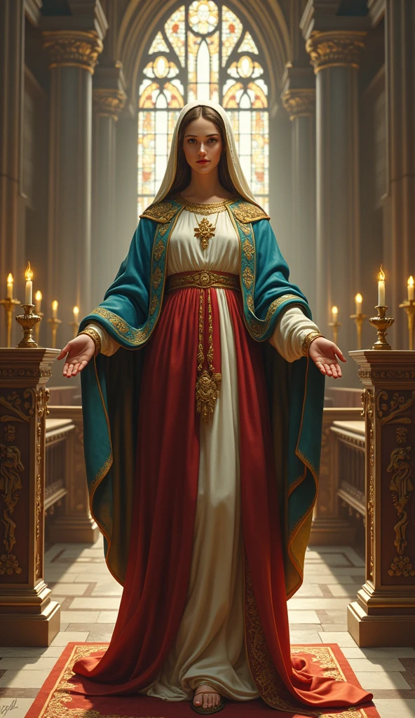 Beautiful Virgin Mary in Catholic Church, whole body