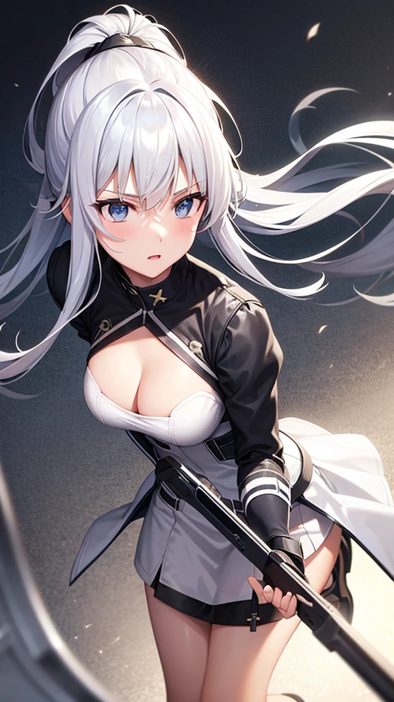 Silver Haired Girl in Combat Outfit Class