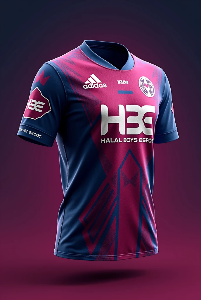 create a halal jersey eSports for mobile legends and add HBE symbol and HALAL BOYS sentence. back and front picture please