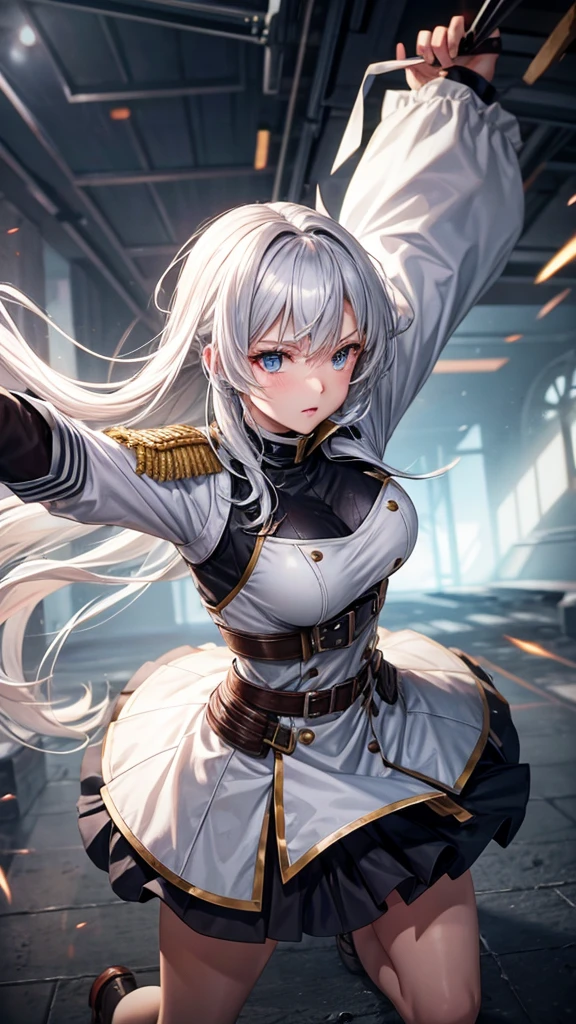 Silver Haired Girl in Combat Outfit Class