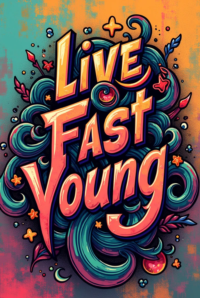 STREET ART STYLE WITH GOTHIC TATTOO STYLE FONT SAYING THE GROVE PATONG, TRIPPY , LIVE FAST DIE YOUNG STYLE . POP ART . OLD SCHOOL TATTOO STYLE , GRAFFITTI , CALIGRIPHY