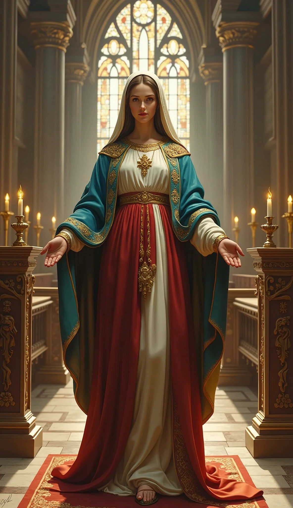 Beautiful Virgin Mary in Catholic Church, whole body