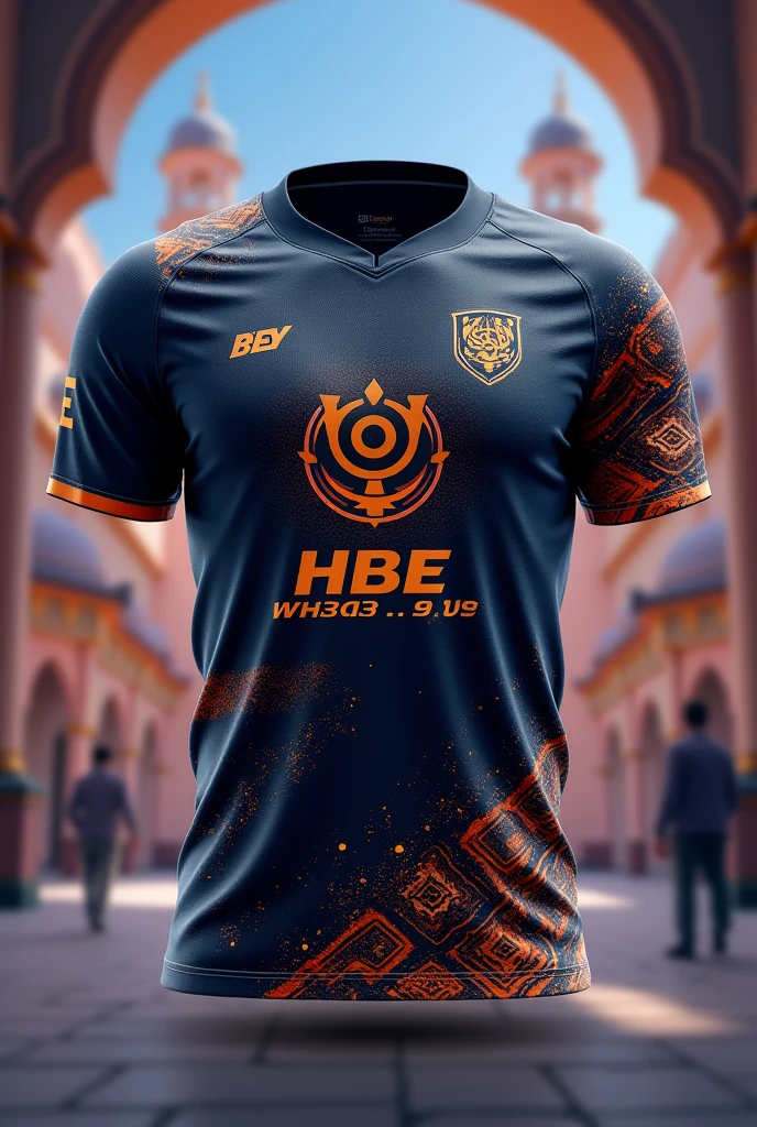 create a halal jersey eSports for mobile legends and add HBE symbol and HALAL BOYS sentence back and front view