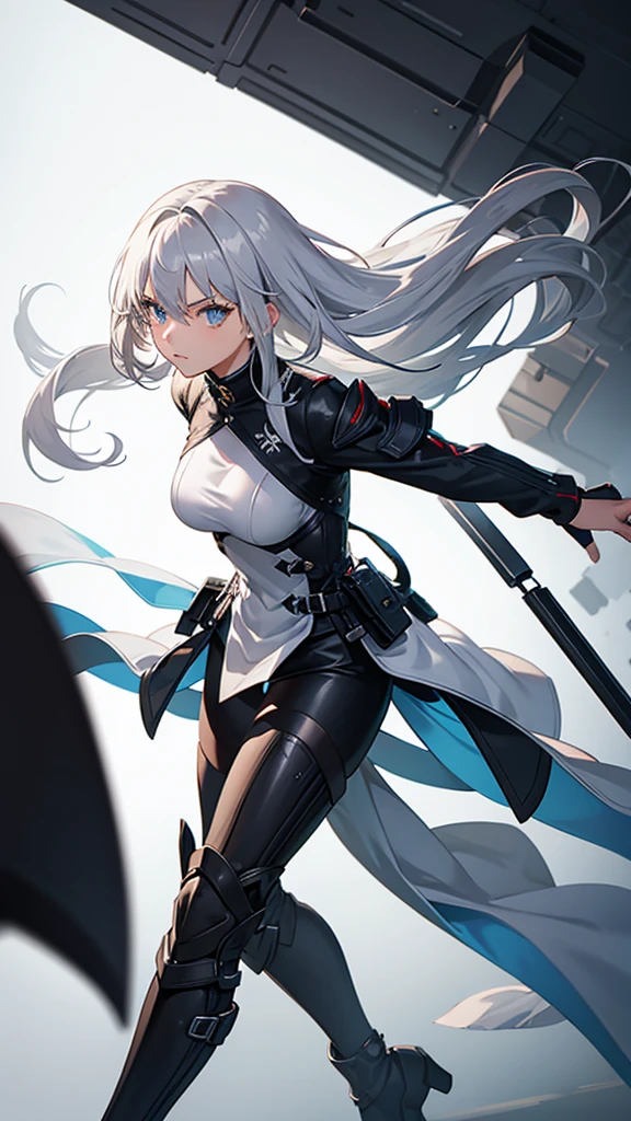 Silver Haired Girl in Combat Outfit Class