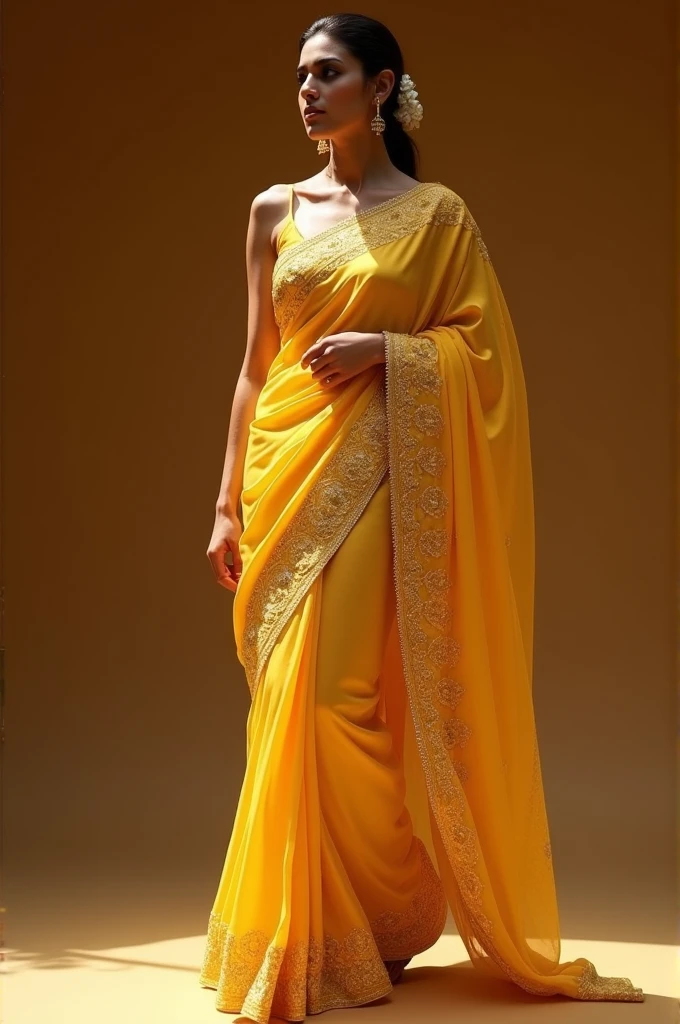 golden saree aari work