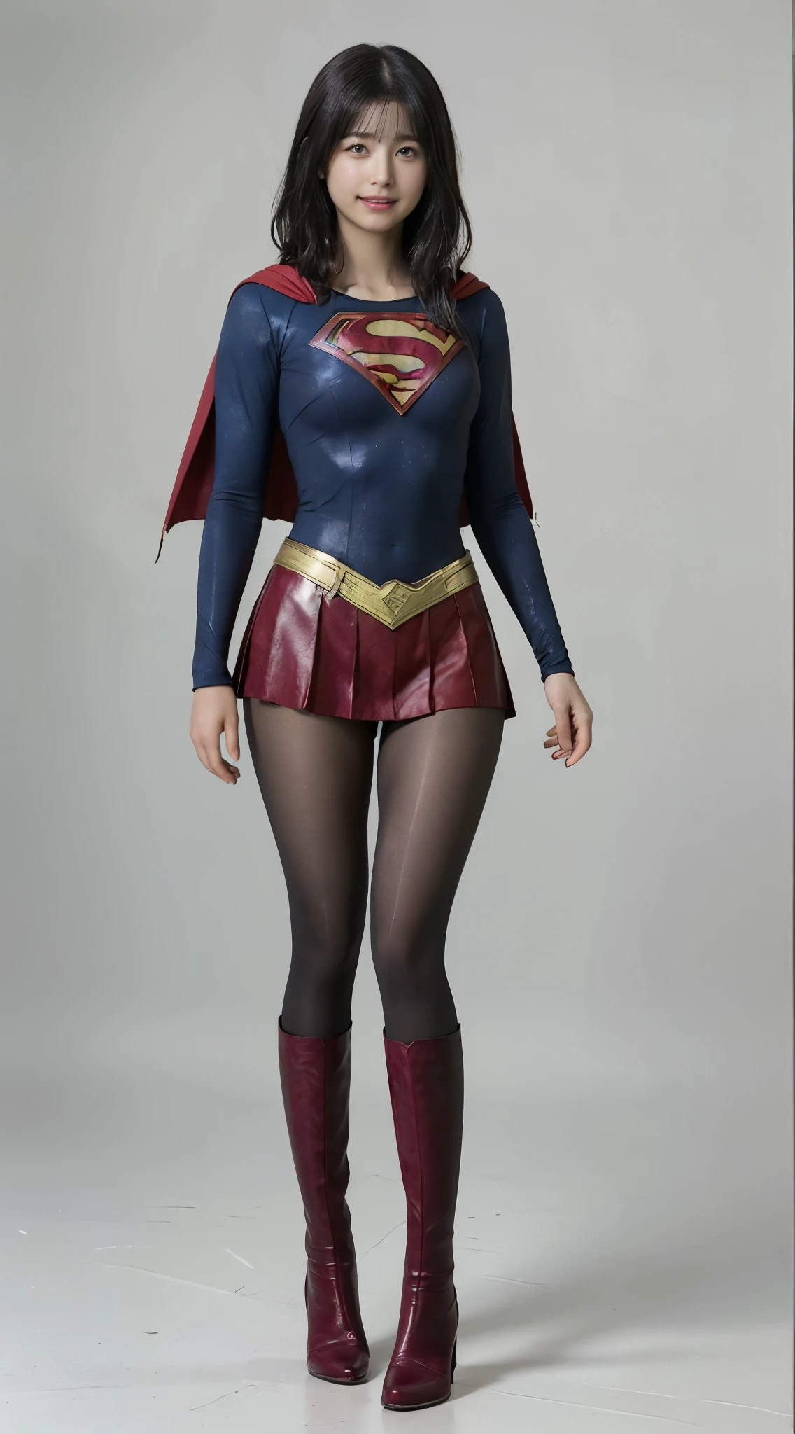 No background、(((Looking down、Looking down)))、(((Beautiful legs in black tights.)))、(((Legally express the beauty of your smile)))、((((Make the most of your original images)))、(((Supergirl Costume)))、(((Beautiful short bob hair)))、(((suffering)))、(((Please wear black tights....、Wear red boots)))、((Best image quality、8k))、((Highest quality、8k、masterpiece:1.3))、(((Preserve background )))、Sharp focus:1.2、Beautiful woman with perfect figure:1.4、Slim Abs:1.2、Wet body:1.5、Highly detailed face and skin texture、8k