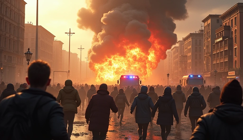 2 big explosion in ukraine, many people running away