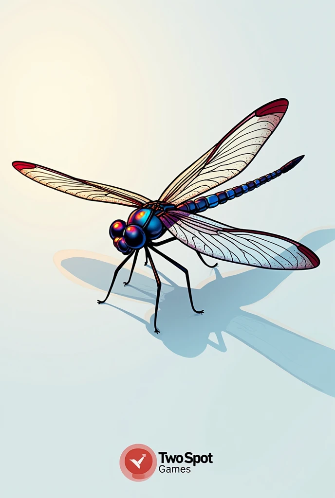 Dragonfly with (TWO SPOT GAMES) name in the picture company logo vector image