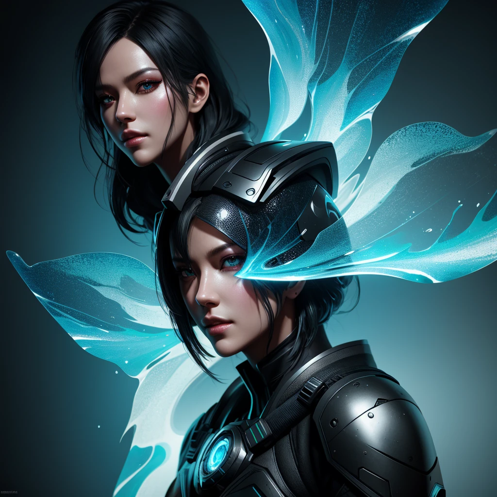 double exposure, Molten glass, high image quality, diffuse lighting, Unique character design, high detail,stylishly,permission 8k, masterpiece, top quality,