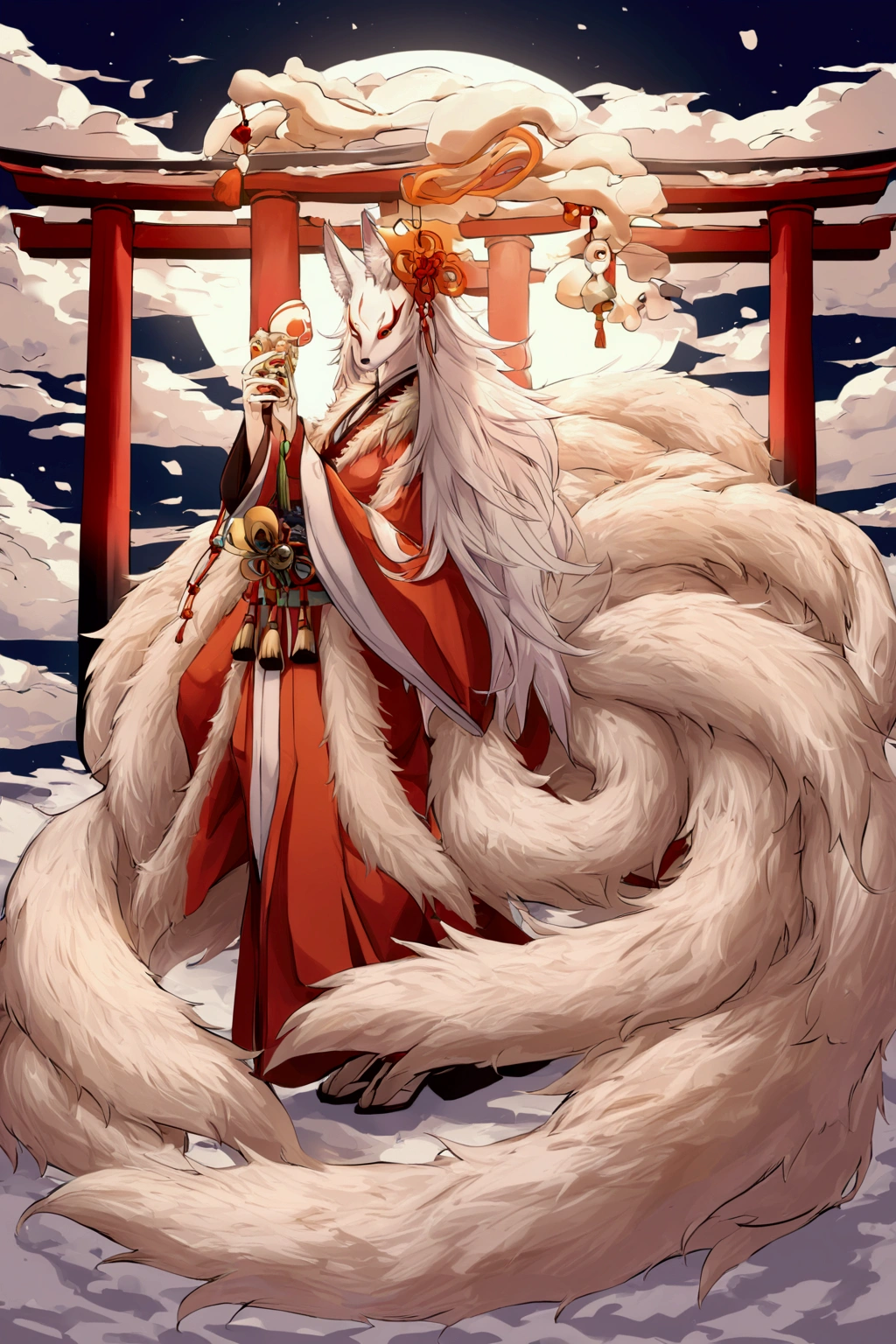 torii Golden fur, white face, nine tails Nine-Tailed Fox