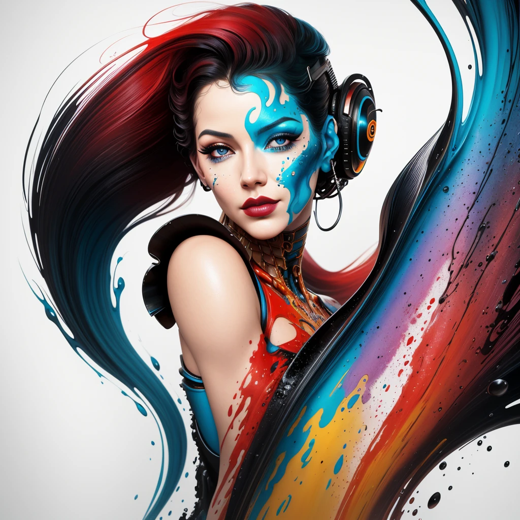 interpretation of beauty, by boris vallejo, Alberto Seveso, art deco, data-snushing, Ink v3, Splash Style, Abstract art, Abstract technologies, 3d, a high resolution, photo realistic, indicated, Cyber Technologies, 8k, depth of field,