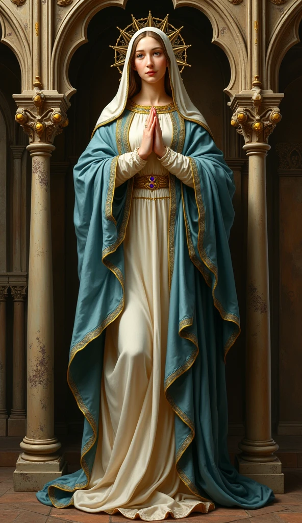 The very beautiful Virgin Mary of medieval Europe, whole body