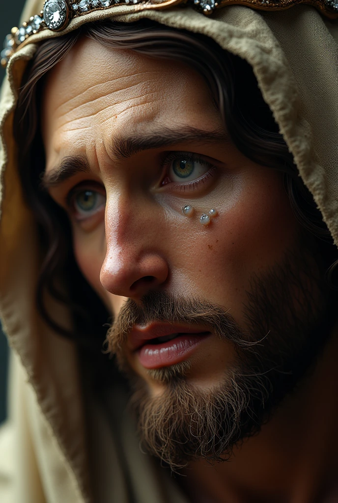 Jesus Christ crying pendant add small pecies of diamond on it