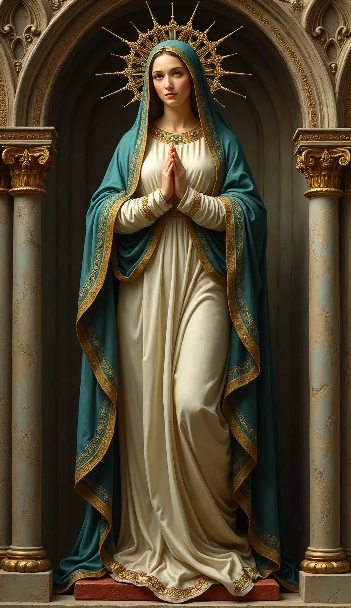 The very beautiful Virgin Mary of medieval Europe, whole body