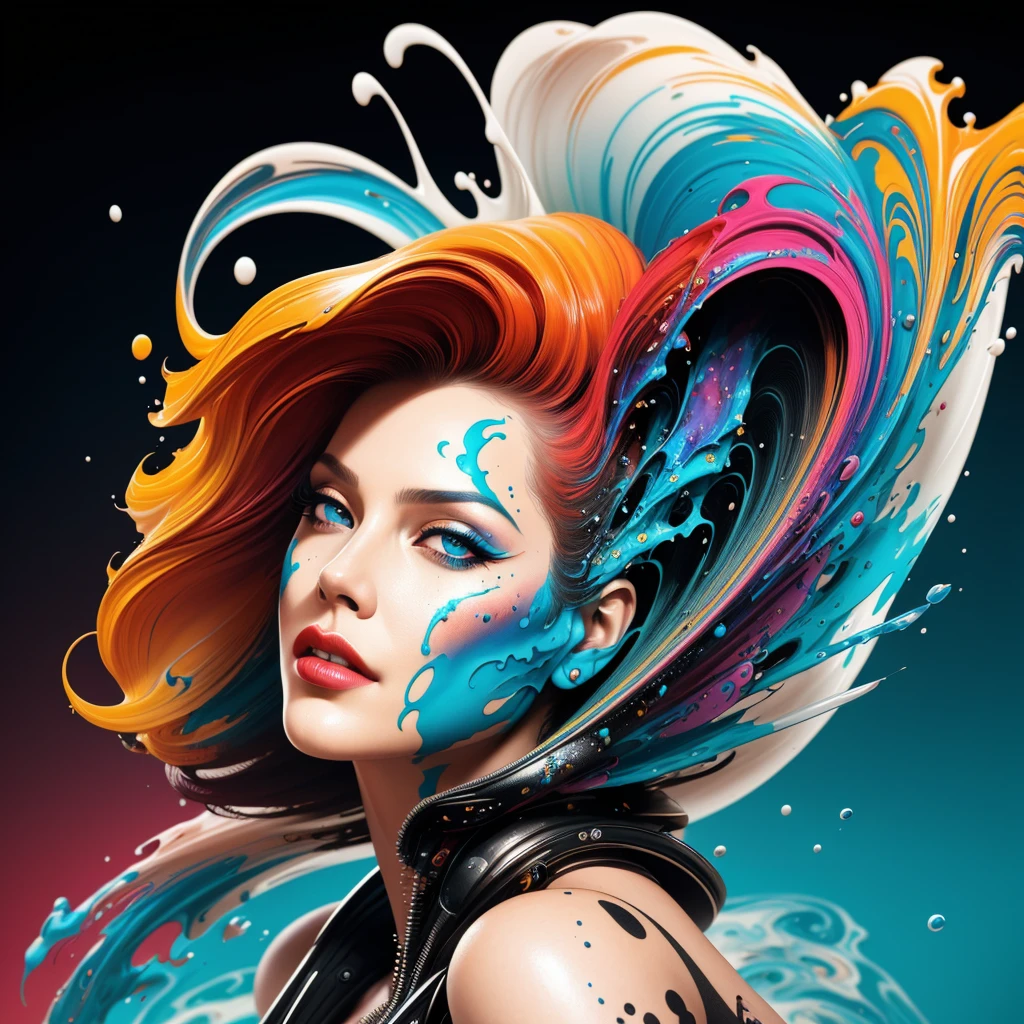 Interpretation of style and beauty, by boris vallejo, Alberto Seveso, art deco, data-snushing, Ink v3, Splash Style, Abstract art, Abstract technologies, 3d, a high resolution, photo realistic, indicated, Cyber Technologies, 8k, depth of field,
