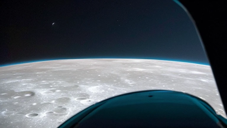 The moon as seen from a spaceship,