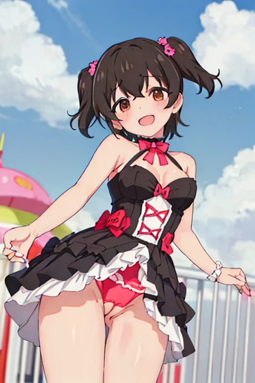 (masterpiece, best quality),outdoor,akagi_Miriam_theidolmastercinderellagirlsu149 amusement park,happy,dynamic pose,stylish angle,(((Pussy in full view))),((I'm showing off my)),(NUDE),(((NFSW))),((sexy costume)),