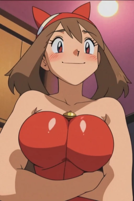 Large Breasts, Looking up,smile, Red face, Press against chest,Hug,Blushing, smiling, Embarrassed,Big glitter eyes, hug