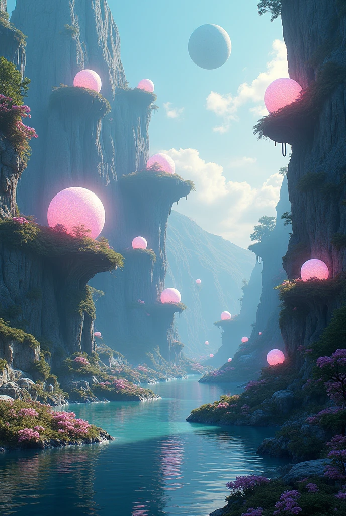 a surreal landscape, 8k, hyperrealistic, highly detailed, volumetric lighting, dramatic lighting, glowing orbs, floating islands, mystical architecture, ethereal atmosphere, seamless transitions, vivid colors, cinematic composition, sense of wonder, infinite scale, boundless potential, (best quality,4k,8k,highres,masterpiece:1.2),ultra-detailed,(realistic,photorealistic,photo-realistic:1.37)