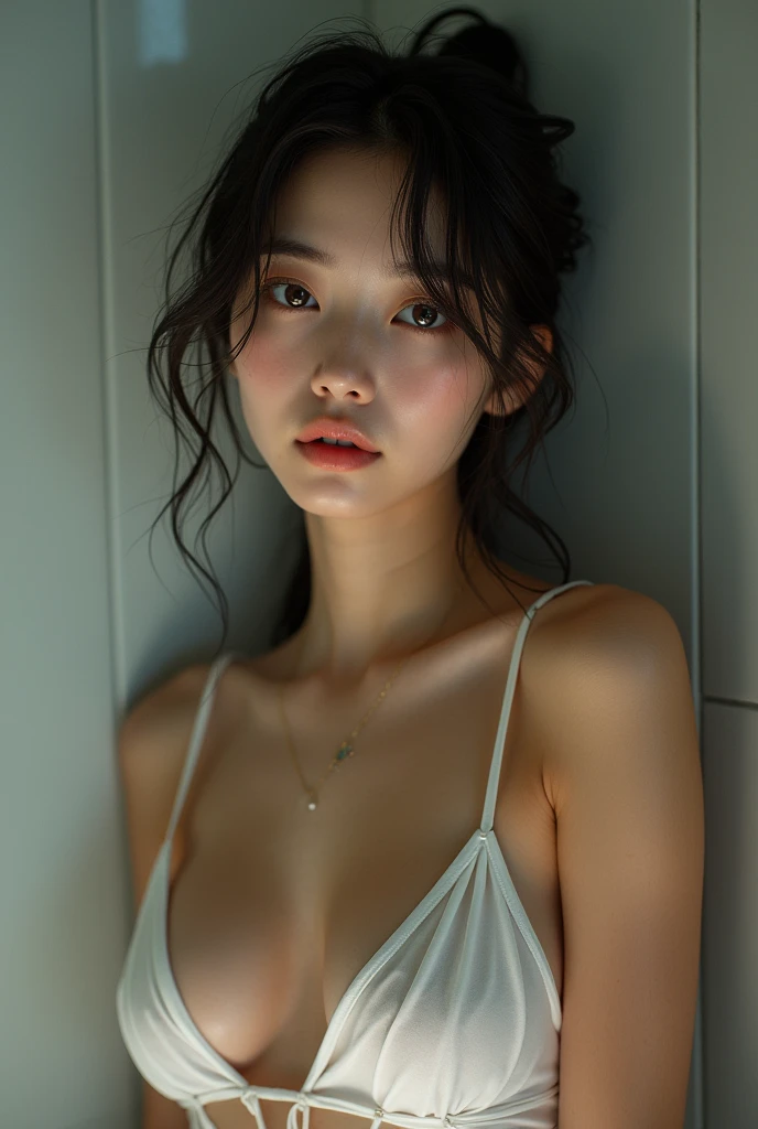 sexy korean female with wet white tanktop