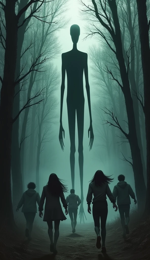 People running away from slender man