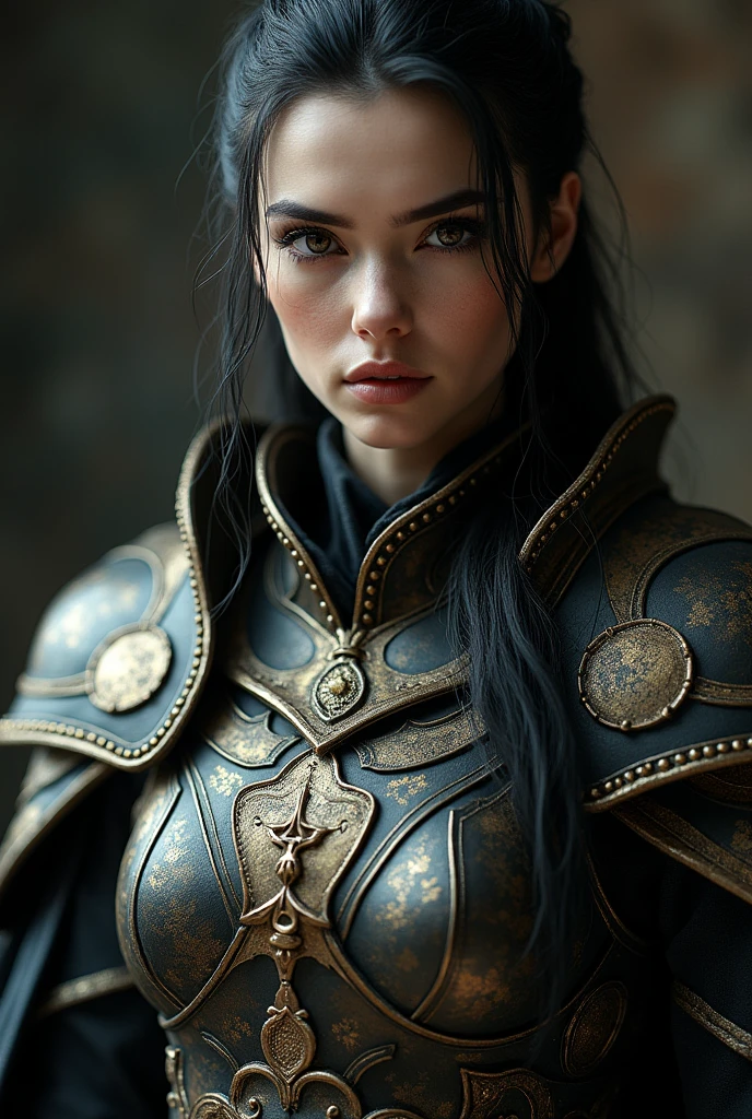 a sexy imperial warrior girl, beautiful detailed eyes, beautiful detailed lips, extremely detailed eyes and face, long eyelashes, ornate armor, intricate details, flowing cape, imposing demeanor, dramatic lighting, dark fantasy, cinematic composition, muted color palette, masterpiece, (best quality,4k,8k,highres,masterpiece:1.2),ultra-detailed,(realistic,photorealistic,photo-realistic:1.37)