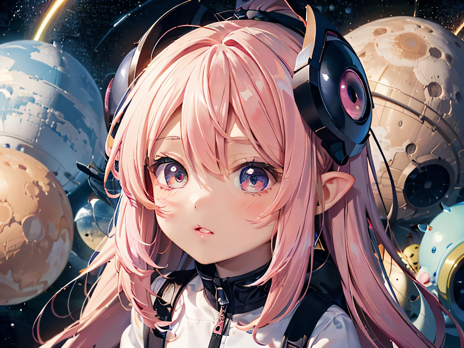 Momoko Sakura colorful style, Simple Line Initialism，Abstract art，Urban Background, (((The most beautiful girl of all time))), (((chibi))), Sweet face. Lips in love, colorful hearts, kawaii design, (((Dark Eyes))), (((Cute Aliens))), (((ranning))), Mars, The background is space