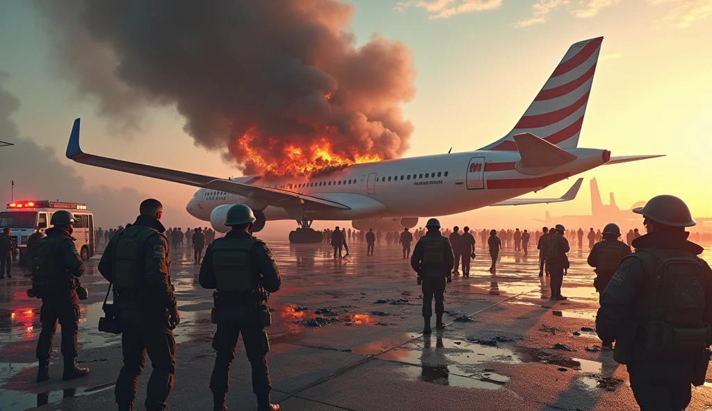 ( A soldier israeli on a mission in the airport runway, Cena de filme, He's in action and his hair is straight and modern, bomb, gunshots, smoke) 8k, UHD, severe low lighting, alta qualidade, foco nitido, Fujifilm XT3