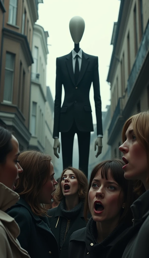 People staring shocked at slender man