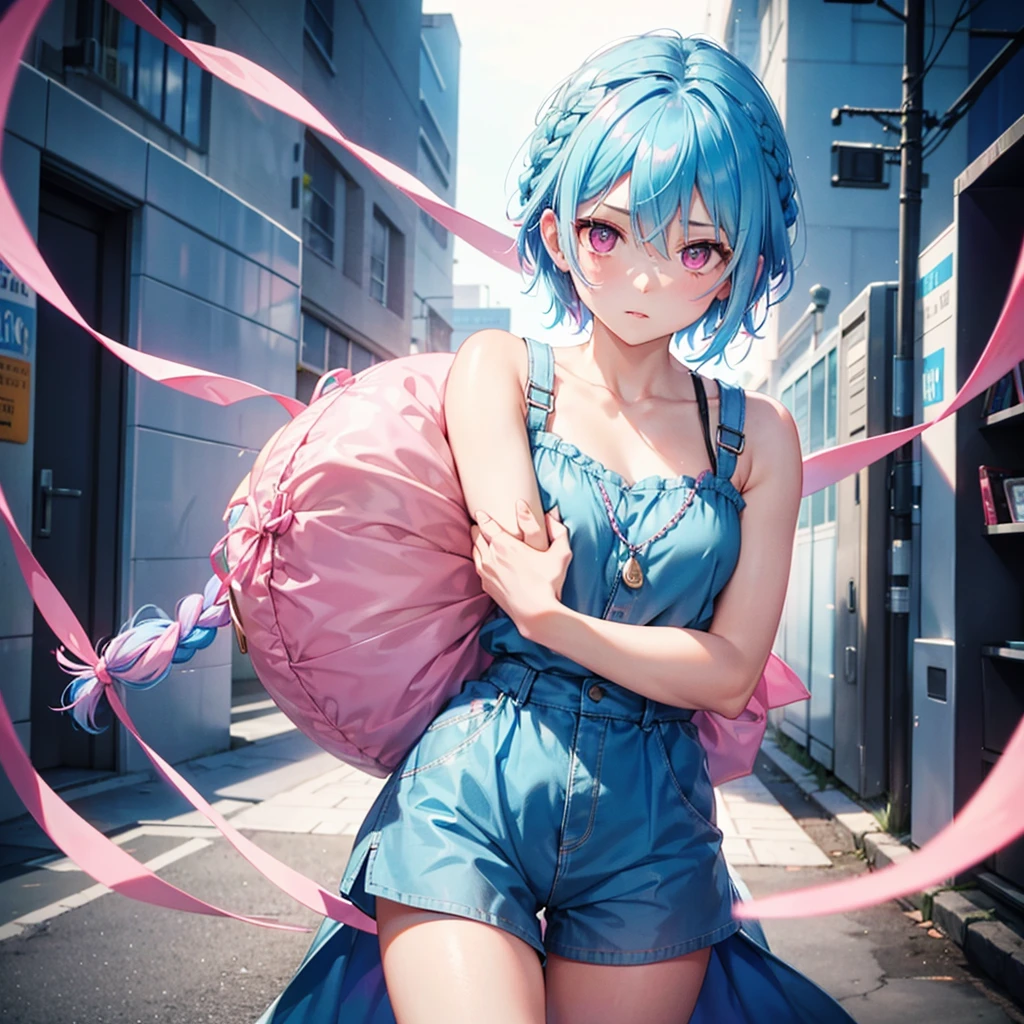 (Sky blue hair),(Braided Short Hair), (Pink Eyes),Fair skin) ,(whole body),(one person&#39;s),(Embarrassing),(The background is a school classroom,blackboard),(Heart-shaped chocolate),(I will pass it forward with both hands.),(Sailor suit),(Valentine's Day),(masterpiece, 最high quality, Very detailed, Best Shadow), (Detailed Background), (Beautifully detailed face), High Contrast, (Best lighting, Very delicate and beautiful), ((Cinematic Light)), Hyper Detail,8k, Dramatic Light, Intricate details,high quality