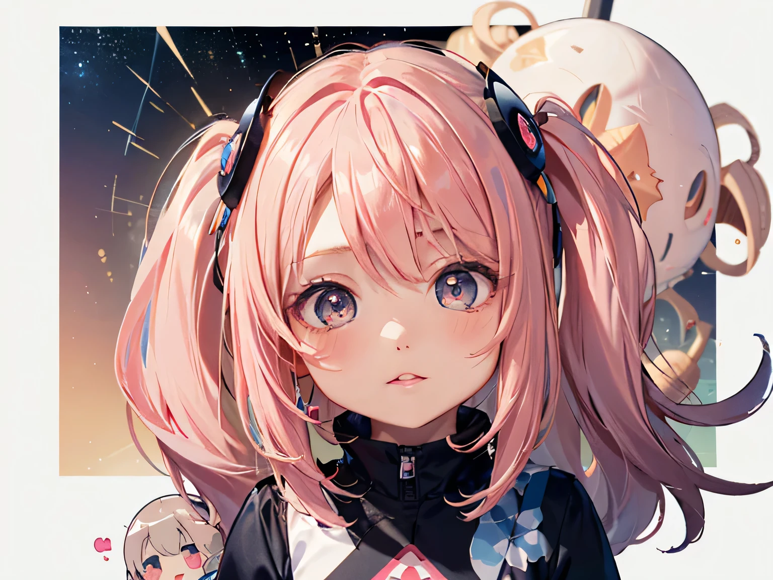 Momoko Sakura colorful style, Simple Line Initialism,Abstract art,Urban Background, (((The most beautiful girl of all time))), (((chibi))), Sweet face. Lips in love, colorful hearts, kawaii design, (((Dark Eyes))), (((Cute Aliens))), (((ranning))), Mars, The background is space