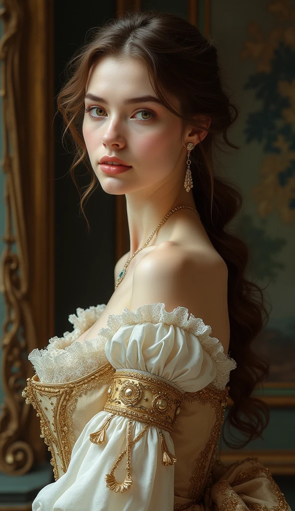 A very beautiful woman in 19th century Europe, whole body