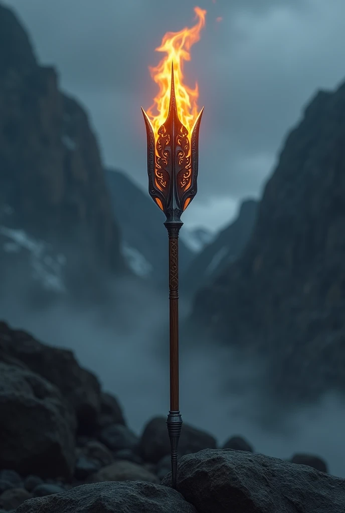 Nordic arrow drawn lit fire