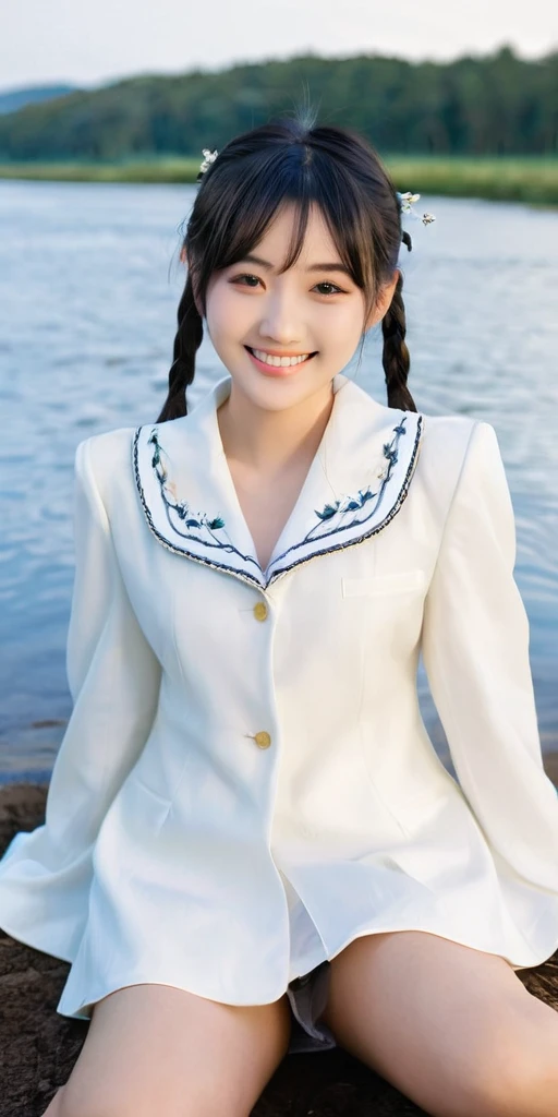 ((64k,Ultra-high resolution,Ultra high quality,masterpiece,Hyperrealistic,Young and adorable, beautiful, young, adorable,〜20 year old girl,young woman,Full body photo,Full body angle,Whole Body Ezbian,Surreal,Very detailed:1.3,Ultra-realistic:3.0)),Adorable features,Beautiful Faces,Goddess-like face,A goddess-like smile,Cute smile,Adorable smile,nice smile,Baby Face,A cup to D cup size bust,((Twin tails,Short Hair,ponytail,Straight Long Hair)),Black Hair,Sitting,Cute face,Glowing Skin,Glossy face,Beautiful body,concentrated,Naked from below,((field,Water Lake)),((High school girl blazer,Sexy maid outfit,Sister dress with embroidered collar,Wear a shrine maiden's costume and roll up your mini hakama.,Aircraft Cabin Attendant Uniform,Aircraft Stewardess Uniform)),((Seamless Ultra-thin All-through Pantyhose,Ultra-thin seamless pantyhose, sexy, all-through, beautiful legs, tights, sheer, pantyhose, women's)),single eyelid,Long legs,Thin legs,Beautiful hands and feet,Thin thighs,Nice thighs,((Ultra Micro Mini Skirt:1.2)):1.4,underwear simpleunderwear,((地面にSitting)),Water Lake,A prestigious European-style castle,Rose garden in the background,Bare shoulders,Low - Angle,((Face your body forward)),((Sitting position)),Pull up one'My tight skirt,bangs,Beautiful legs,((Wearing:1.3)),((Girl panties exposed:1.3)),((Japanese women who still retain their beautiful youthfulness,A European woman who still retains her beautiful youthfulness)),With a young body,((Turn your skirt inside out)),Please show me your pants,White panties,Take off your panties,((White pantiesでパンティーを見せます)),((She puts her hand inside her panties and masturbates)),String panties,((I'll pull up my skirt and show you my underwear)),((Exposed panties,White panties,String panties,Sexy panties)),Slim waist,1 person,Iris,Black Hair,Nice ass,Night Dress,((Fireworks are being launched into the night sky in the background.、Fireworks are blooming all over the sky))