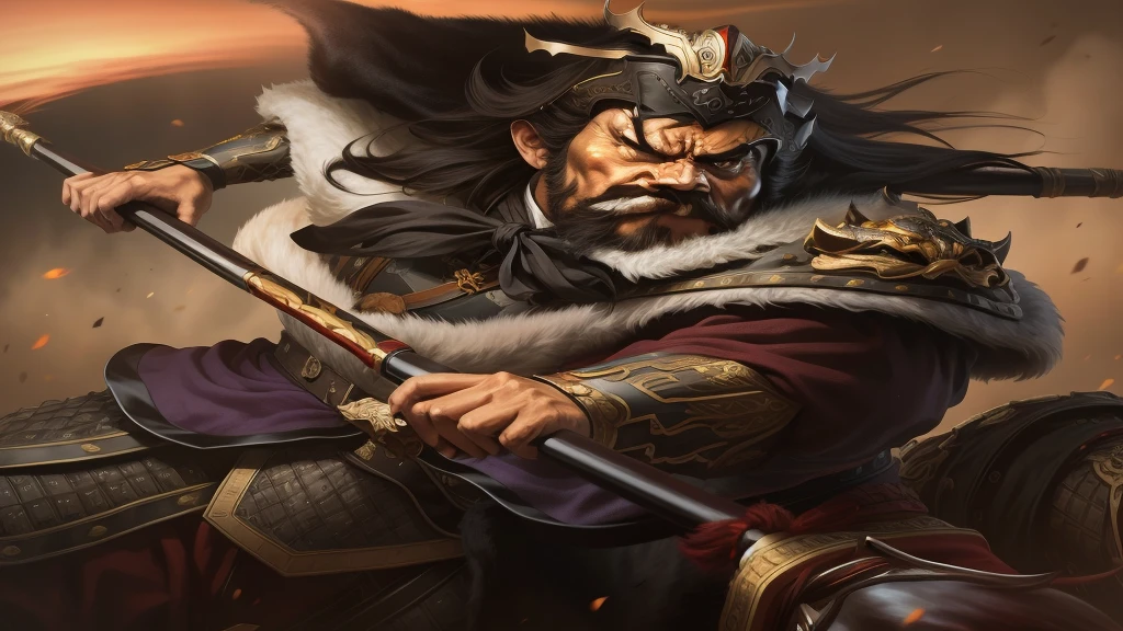 An artistic portrait of Genghis Khan, depicting a powerful and commanding presence, with a dark and mysterious background to set the tone.