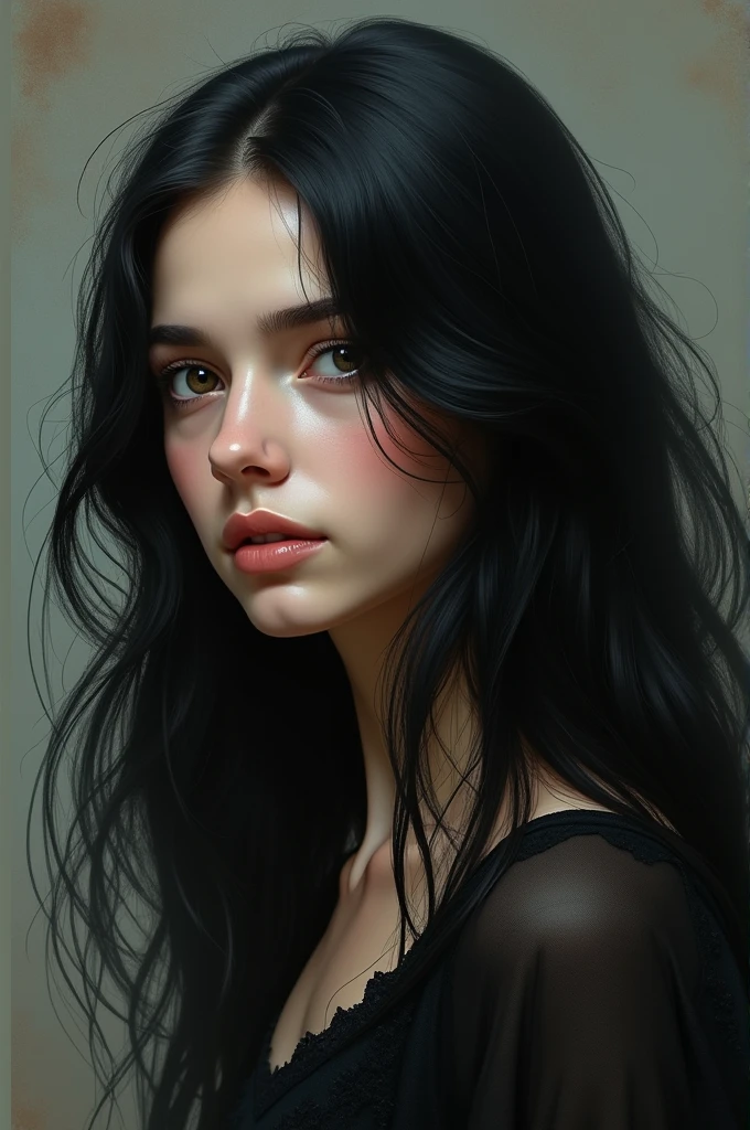 Girl with black long hairs