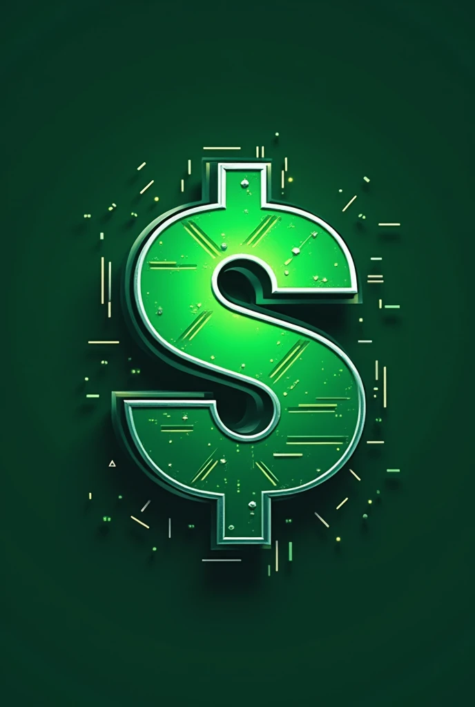 "Create a futuristic logo for the YouTube channel 'Fazer Dinheiro'. The design should prominently feature a modern money symbol and integrate the channel name 'Fazer Dinheiro' into the logo. Use green and white as the colors. The style should be sleek and cutting-edge, with a tech-inspired aesthetic. The background should be minimalistic to ensure the symbol and text stand out."