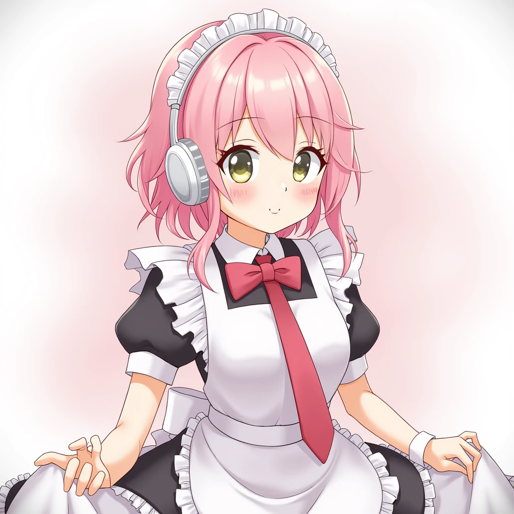  Super Sonico Headphones Pink Hair Blushing Face Maid Outfit High Quality