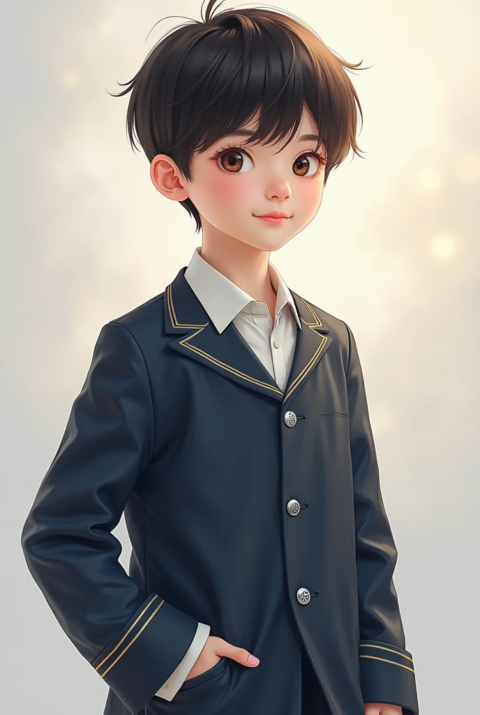 Beautiful Chinese boy,Wearing school uniform,Detachable garments