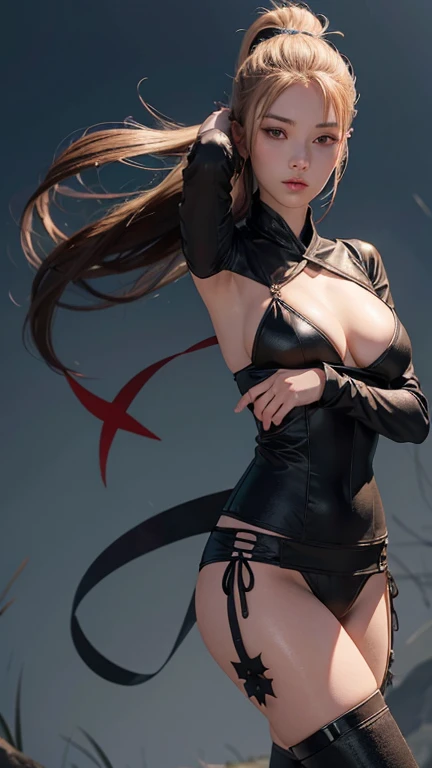 Female Ninja、Shuriken、high resolution、delicate、3d,4D、Beautiful、Ninja clothing、Highest quality、Super Beauty