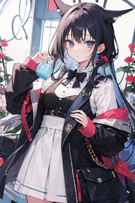 one person&#39;s、Silver hair、Shopping bags with groceries、White clothes、entrance、Taking off sandals、Putting a hand on the wall、Long Hair、beautiful、Very detailed、家のentrance、ponytail、