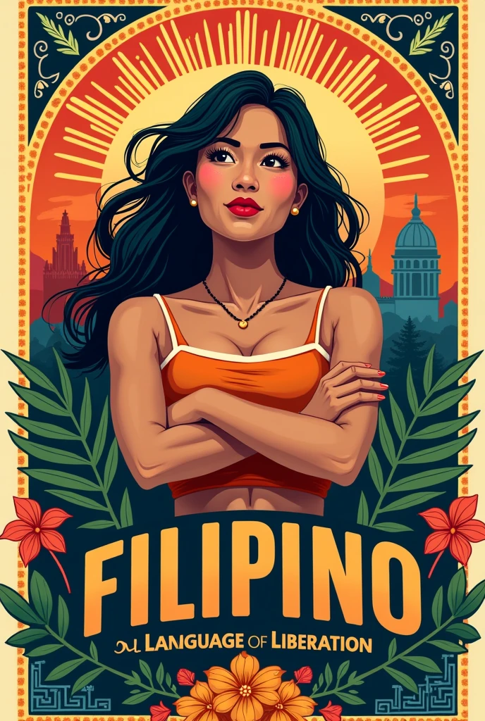 Poster about "filipino: wikang mapagpalaya"