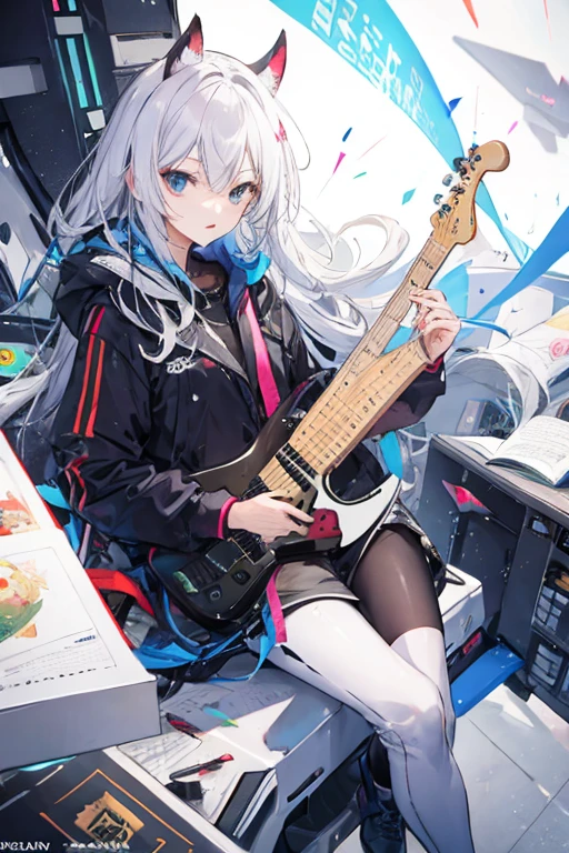 one person's、Silver hair、Shopping bags with groceries、White clothes、entrance、Taking off sandals、Putting a hand on the wall、Long Hair、beautiful、Very detailed、家のentrance、ponytail、マンションのentrance、Silver Hair、Shining Eyes、Beautiful light blue eyes、Gray Hair、Fine hair