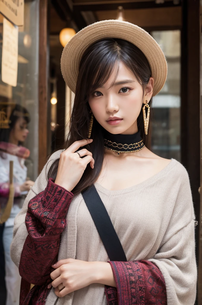 Model wearing accessories　Westerners