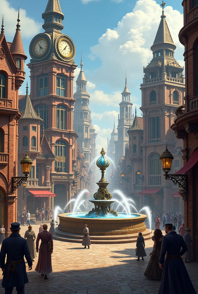 Steampunk main city square