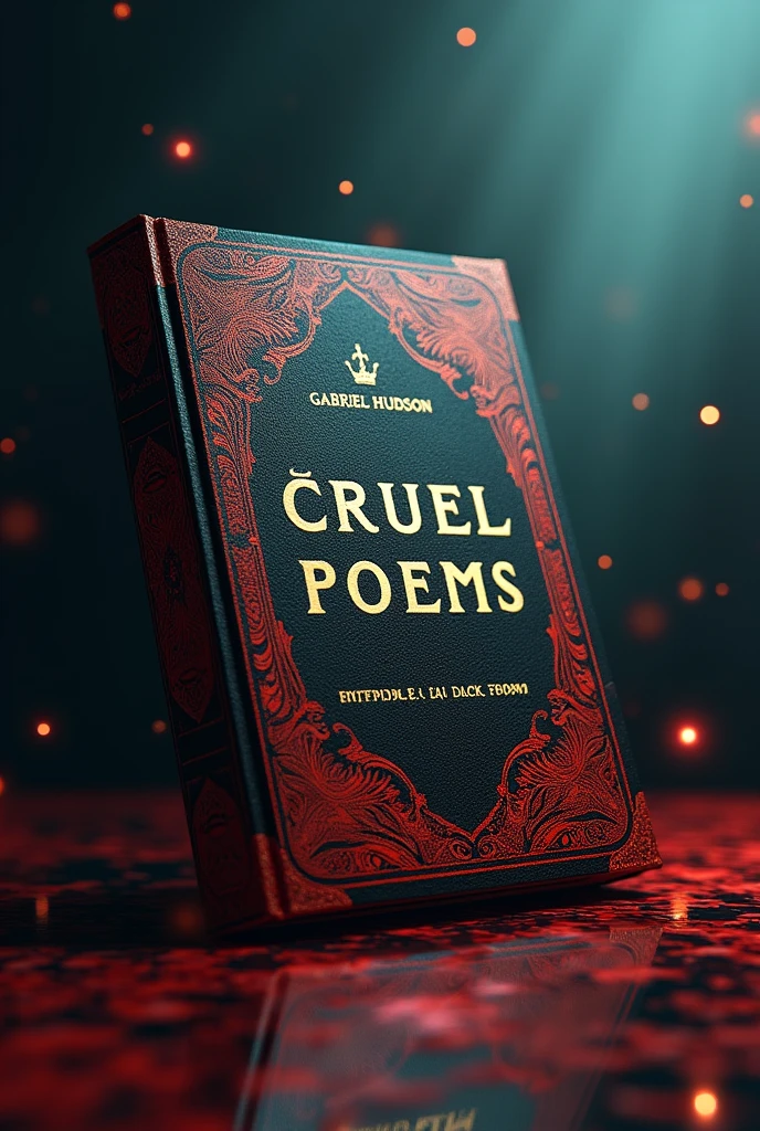 Create a photo of a book with a very eye-catching cover and the title can be "Cruel Poems" in Portuguese and the author "Gabriel Hudson"