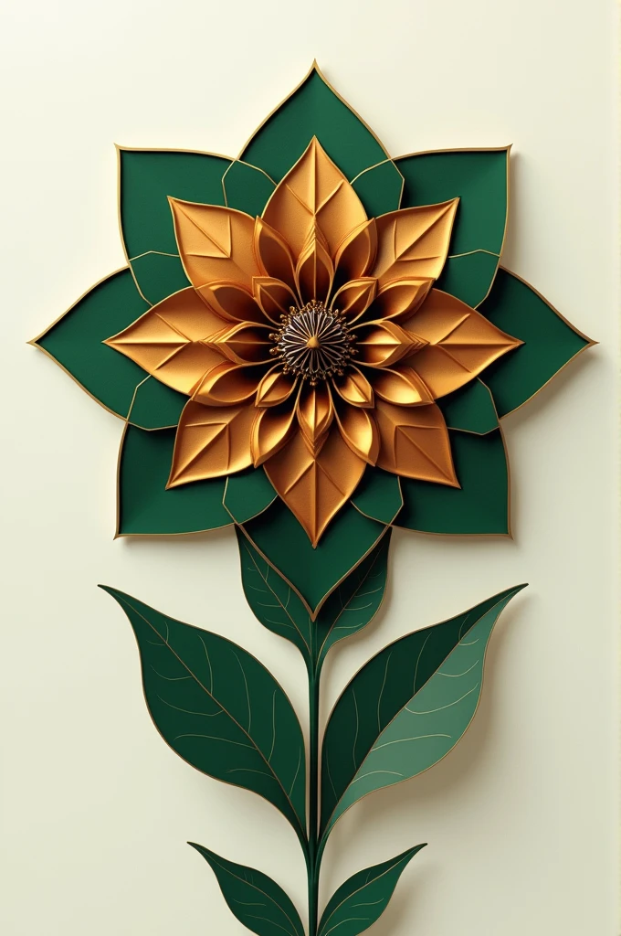 geometric , flower , green brown